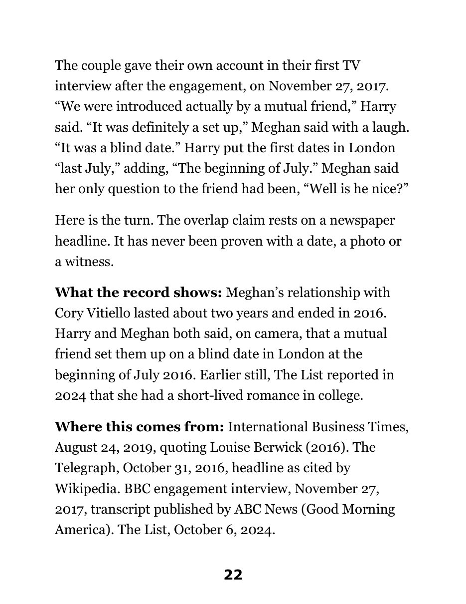 A page showing a story and what the record shows